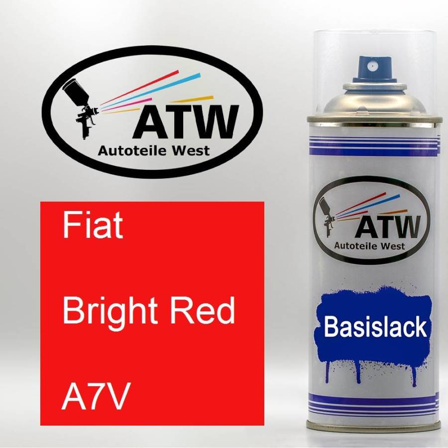 Fiat, Bright Red, A7V: 400ml Sprühdose, von ATW Autoteile West.